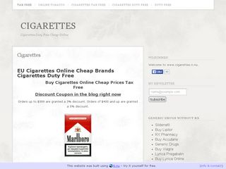 Earlier screenshot of cigarettes.n.nu