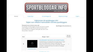 Earlier screenshot of sportbloggar.info