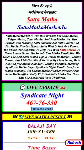 Syndicate Satta Chart